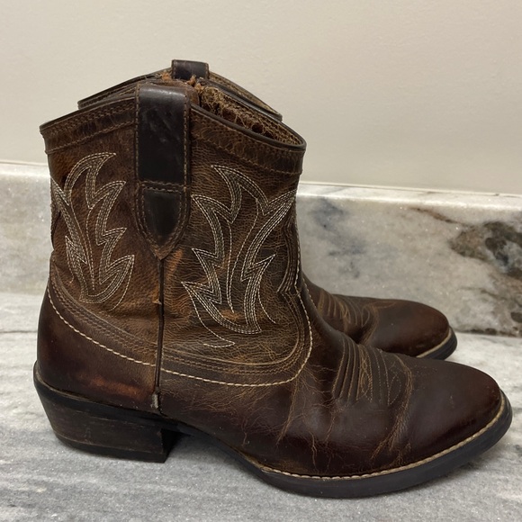 Ariat Unbridled Billie Side Zip Western Boots in brown leather size 6.5 - Picture 1 of 7